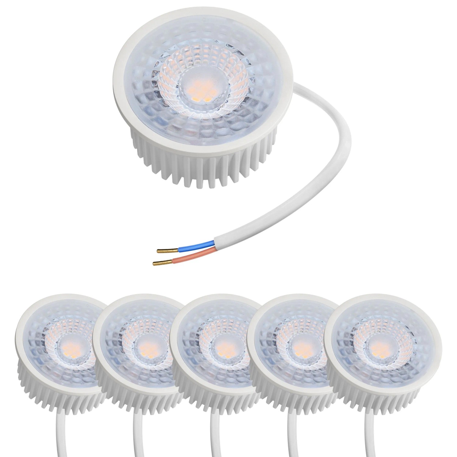 Oktaplex Nizza 6er Set LED-Spot-Modul Warmweiß 3000K 4,8W 380,m 230V GU10-Ersatz Ø 50 x 23 mm LED-Leuchtmittel