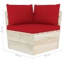 vidaXL Garten-Palettensofa 2-Sitzer, Fichtenholz mit roten Kissen.