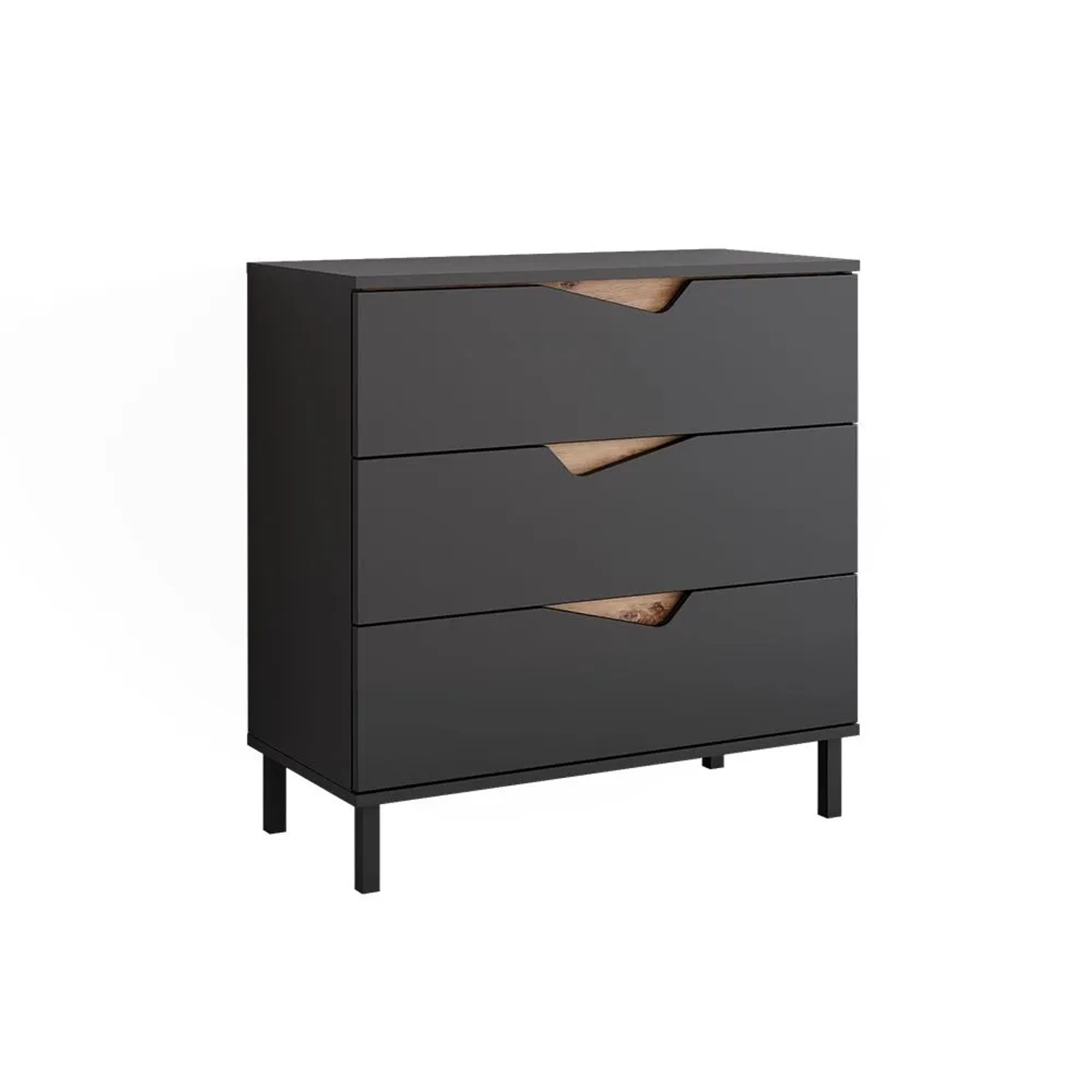 Vicco Kommode Marelle Anthrazit Artisan 80 x 81 mit 3 Schubladen Art Nr 57842