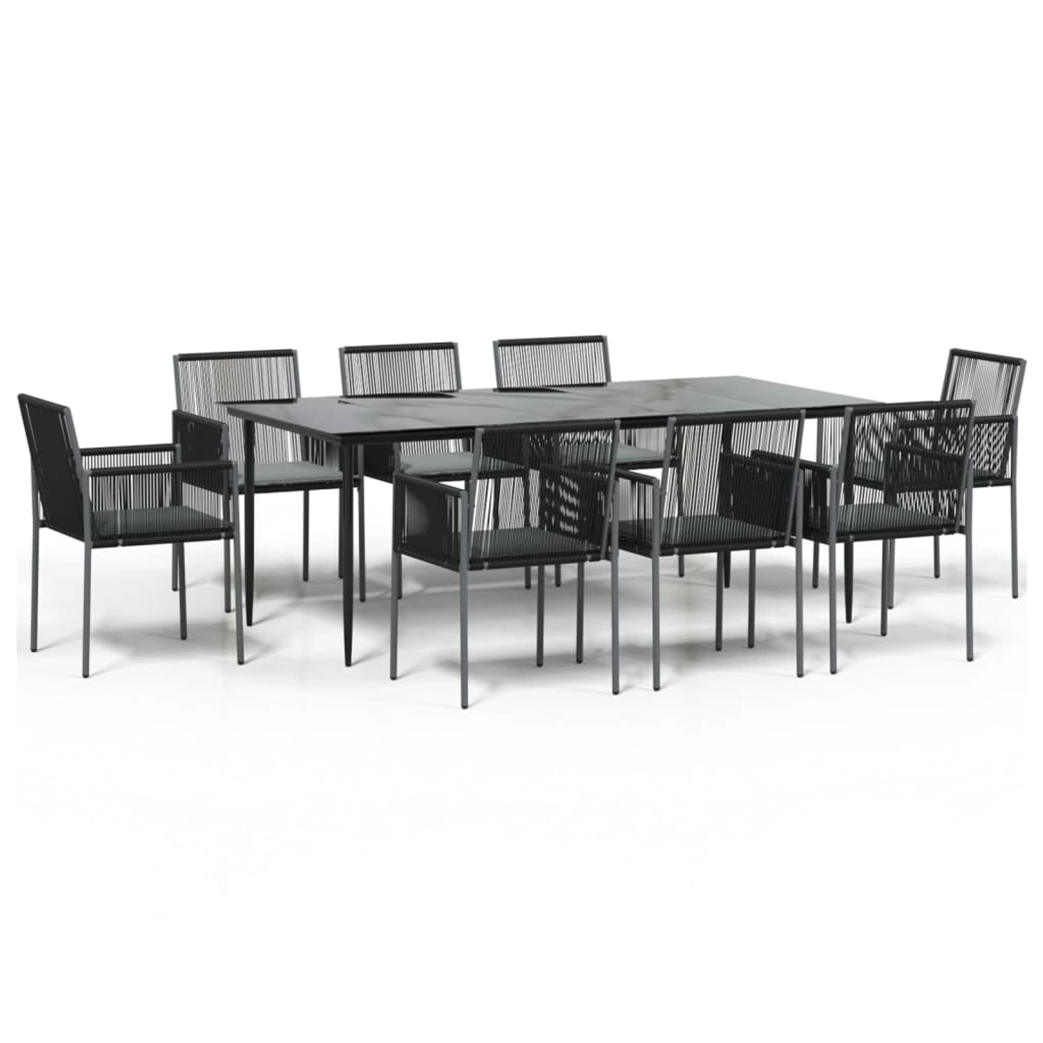 vidaXL 9-Tlg Garten-Essgruppe mit Kissen Schwarz Poly Rattan Stahl 3187072 günstig online kaufen