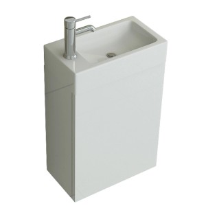 Jet-Line Badmöbel-Set Aarau, 40cm, Weiß Hochglanz: Waschtisch mit Unterschrank und Armatur.