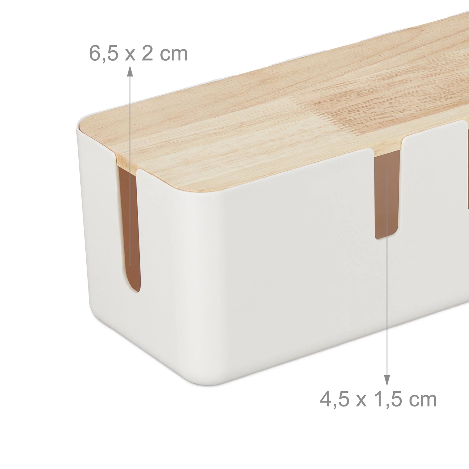 Relaxdays Kabelbox Kunststoff Holz Weiß Natur Mit Deckel 11,5 cm x 30 cm x 12,5 cm_5