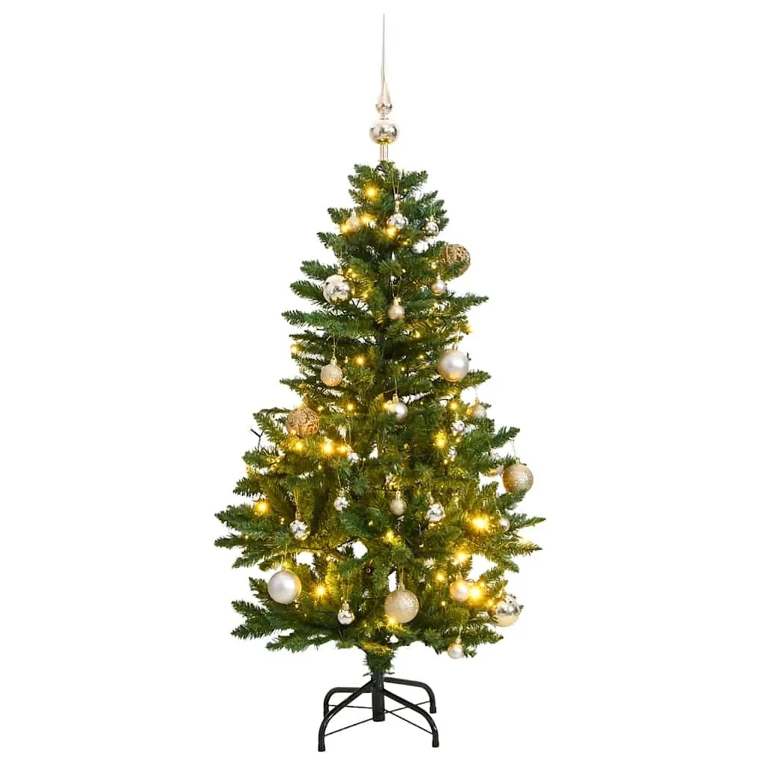 vidaXL Künstlicher Weihnachtsbaum Klappbar 150 LEDs & Kugeln 150 cm 3210094