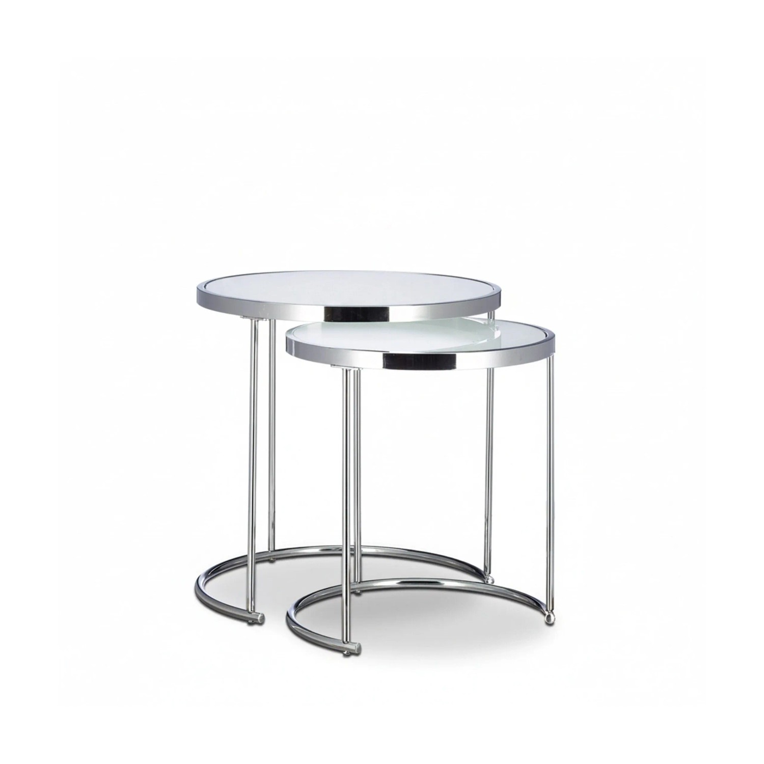 Relaxdays Satztische Metall Milchglas Silber Schiebbar 51 cm x 50 cm x 50 cm