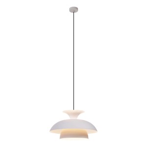 Skandinavische QAZQA Titus Hängelampe in Beige mit weißer Innenseite. Mehrschichtiger Schirm für Esszimmer & Wohnzimmer.
