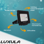 LUXULA LED-Strahler 10W RGB mit Fernbedienung, ideal für Außenbereiche, flexibel montierbar.