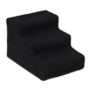 Relaxdays Hundetreppe Kunststoff Schwarz 3 Stufen Waschbar 30 cm x 35 cm x 45 cm 1,2 kg