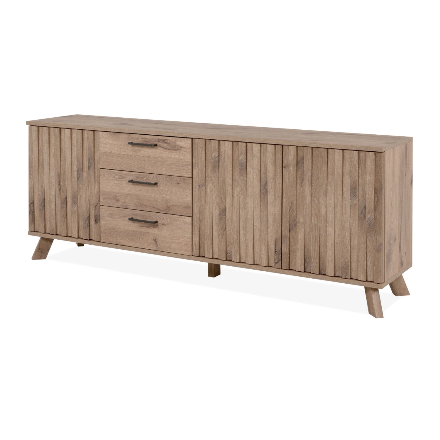 Furn.Design Sideboard Eiche 175 cm 3D Relief 3-türig mit Push-to-Open Douro günstig online kaufen