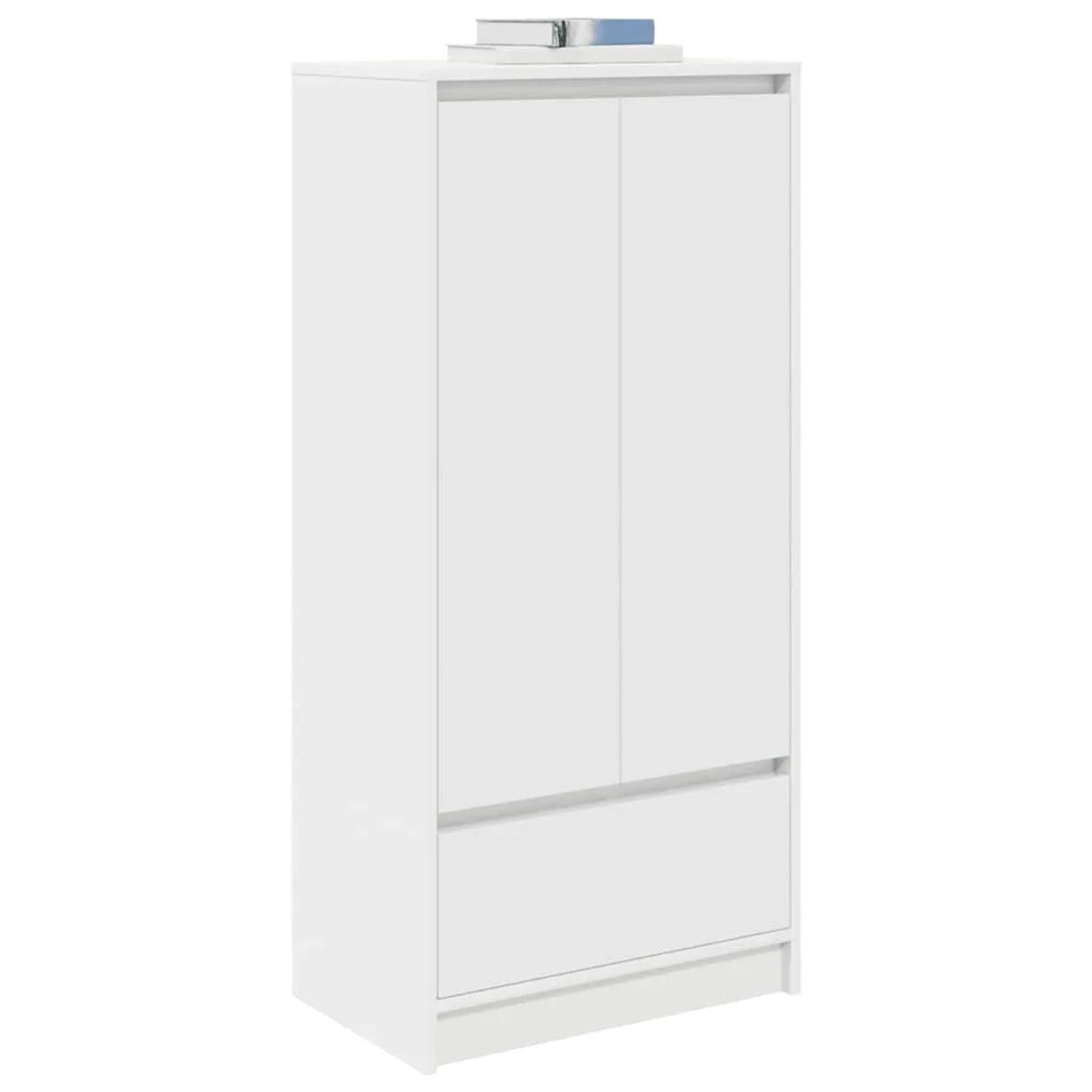 Weißer Schrank mit Schublade vidaXL, 55,5x34x119,5 cm, aus Holzwerkstoff.
