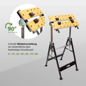 2 klappbare, höhenverstellbare TRUTZHOLM Werkbänke mit verstellbarer Arbeitsfläche.