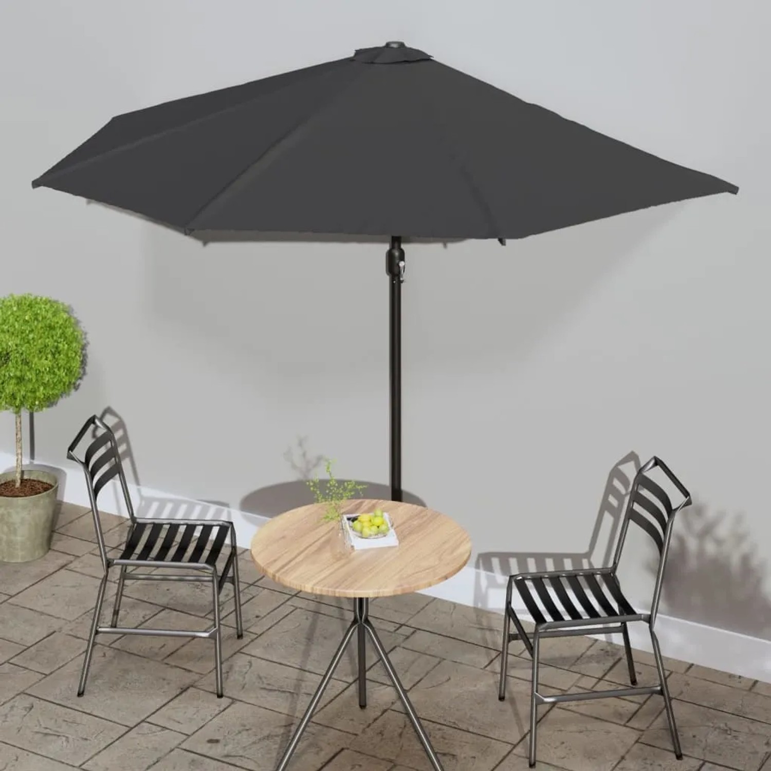 furnicato Sonnenschirm Balkon Halbrund Anthrazit Alu 300 x 155 cm kaufen bei OBI