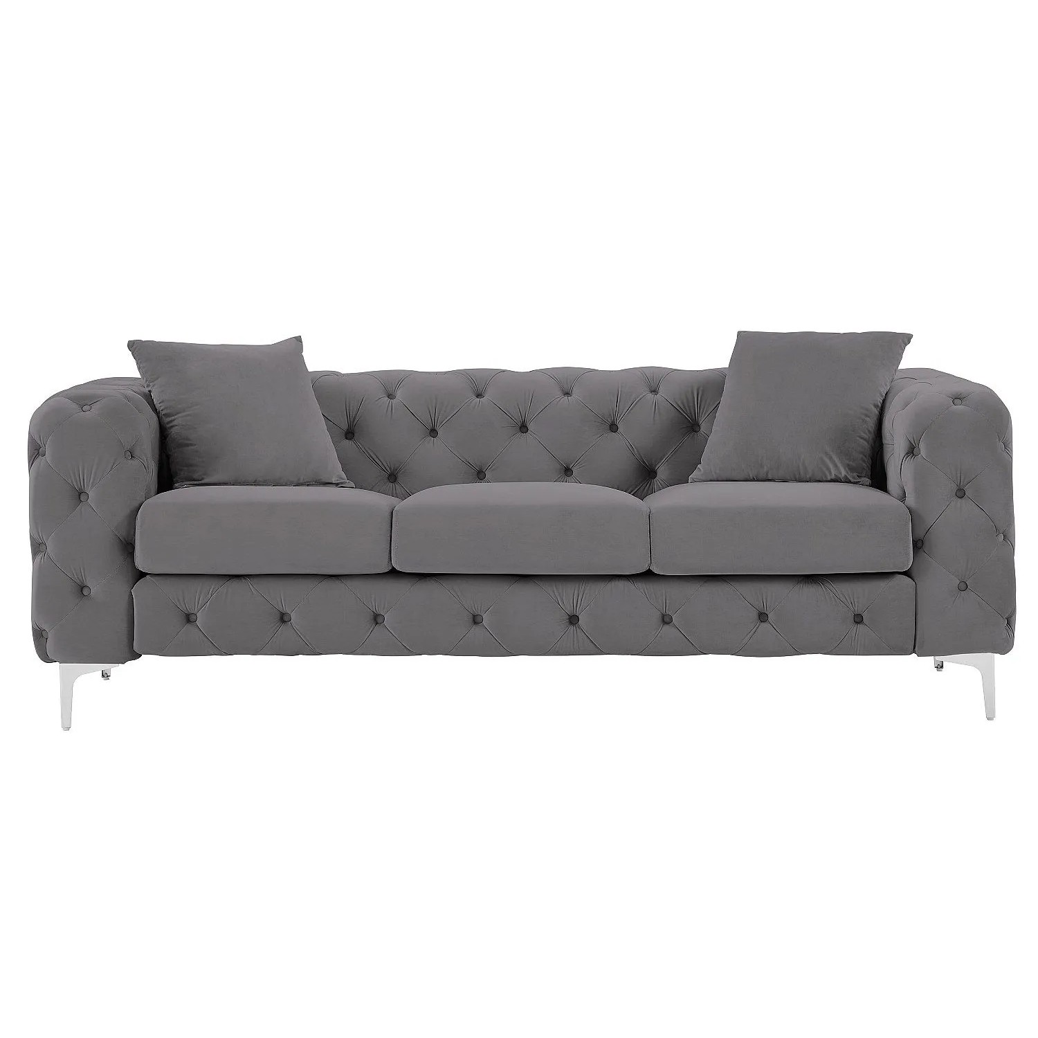 Vente-unique Sofa Ohne Schlafmöglichkeit Edwina Anthrazitgrau 220 cm