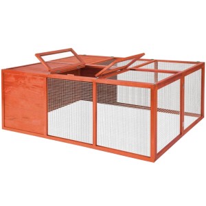 Tectake Hasenstall Murphy Faltbar  Aus Lackiertem Holz Mit Dachöffnung  103 x 150 x 53 cm Braun