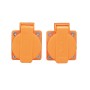 Zwei orangefarbene Stecker für Cross Tools Notstromaggregat, Stromerzeuger Zubehör.