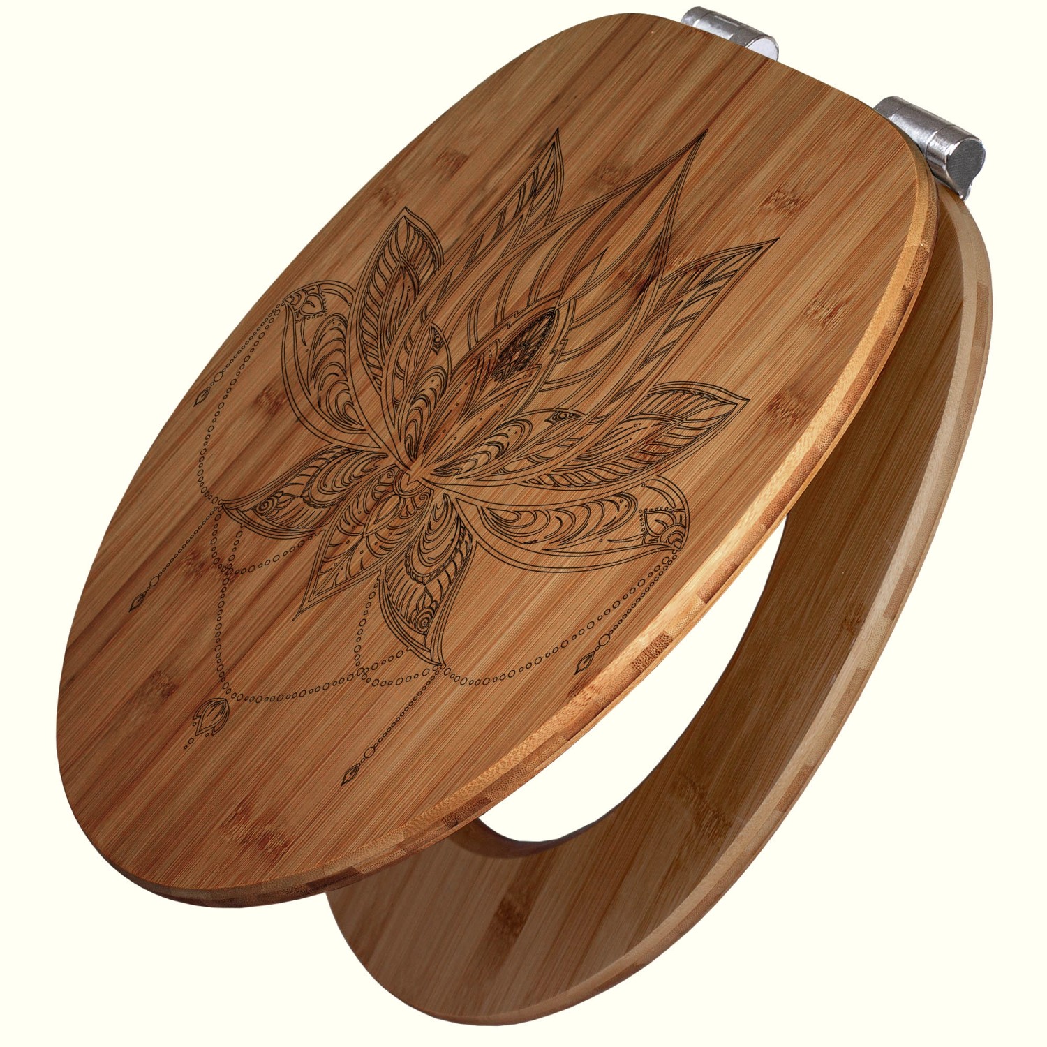 Banjado WC Sitz Bambus Holz Mit Gravur Toilettendeckel Mit Absenkautomatik günstig online kaufen