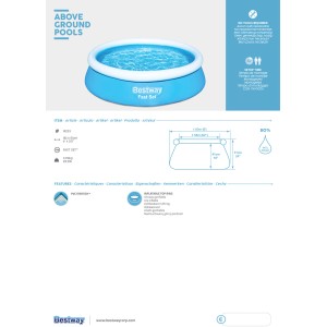 Blauer Bestway Fast Set Aufstellpool, Ø 183x51 cm, Quick-Up Pool für den Sommer.