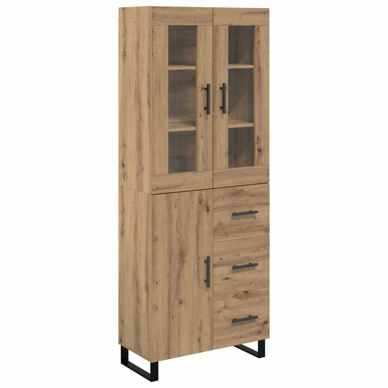 vidaXL Highboard 2-Tlg Artisan-Eiche Engineered Wood und Glas 3415908 günstig online kaufen