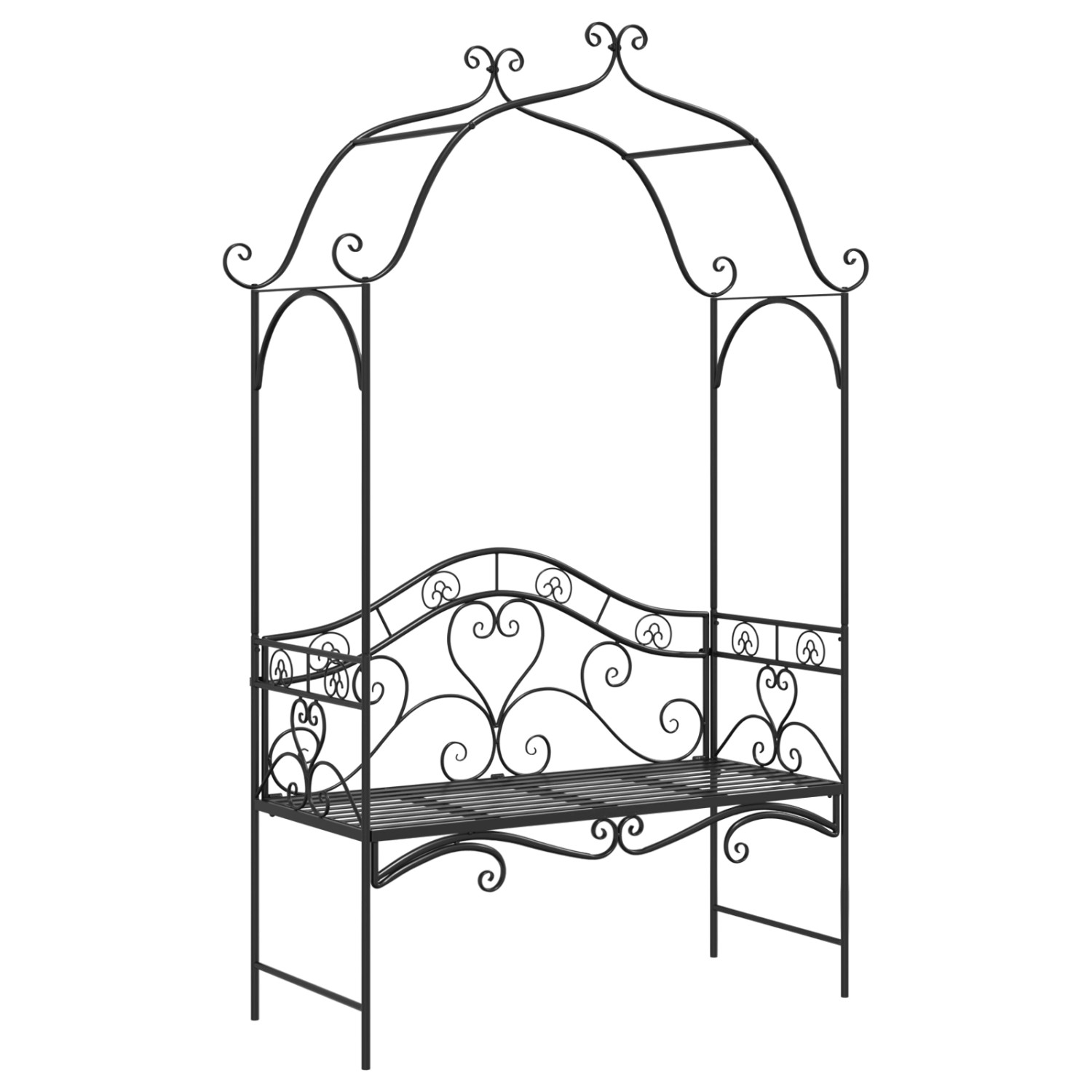 vidaXL Schwarze Gartenbank Schwarz Metall Groß Dekorative Intarsien 4200812 günstig online kaufen