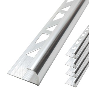 Dalsys Fliesenschiene Viertelkreis, 5 Stück, 2,5m x 8mm, Aluminium Silber, für saubere Fliesenabschlüsse.