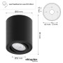 Oktaplex Aufbaustrahler Lile M, 9er Set, Aluminium, schwarz, mit Maßangaben. Für Lampen & Leuchten.