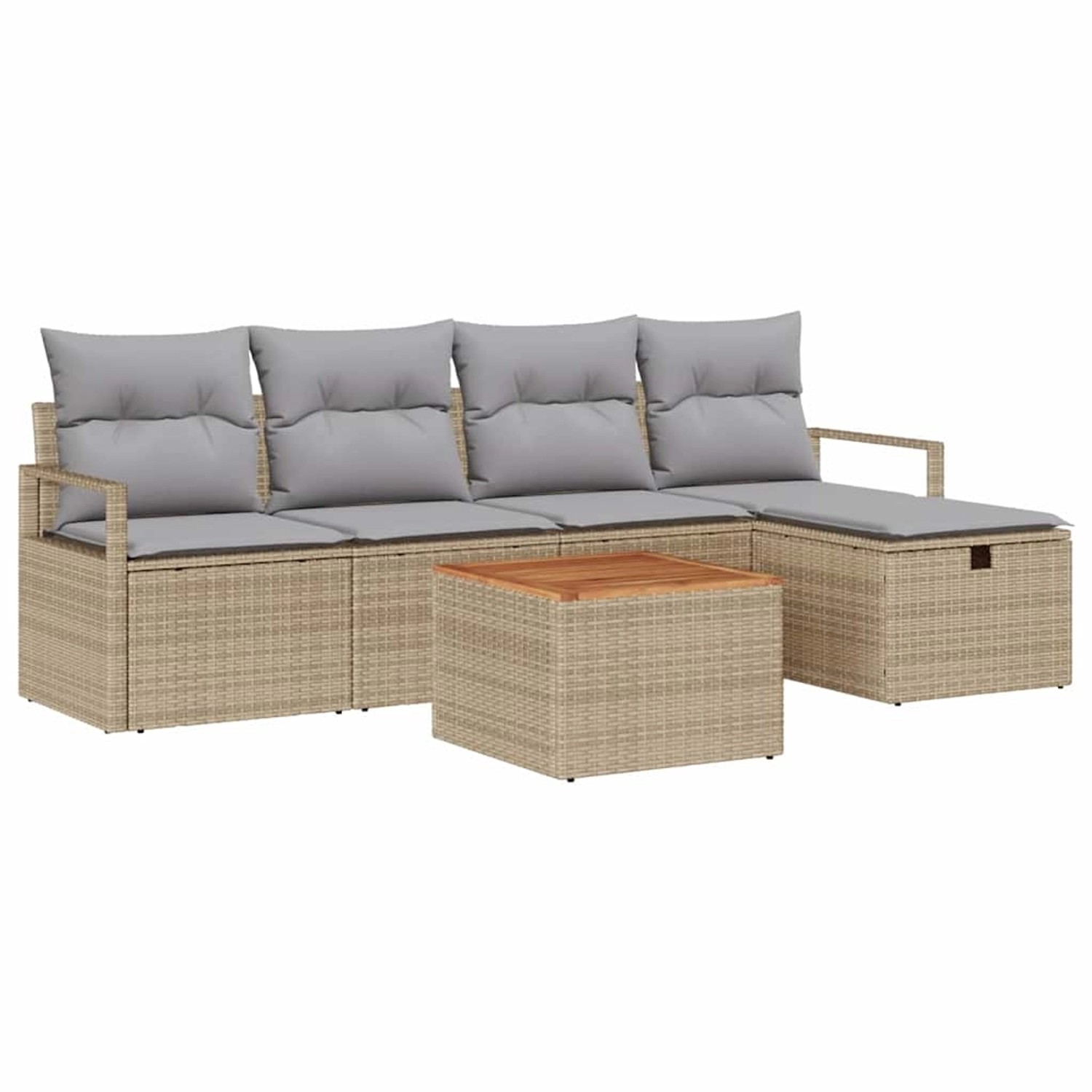 vidaXL Garten-Sofa-Set mit Kissen mit Speicher 6-Tlg Beige Poly Rattan 3359 günstig online kaufen