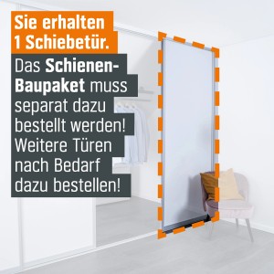 Schiebetür-Baupaket in Silber/Weiß-Schwarz Hochglanz, 1022x2600mm, für individuelle Raumgestaltung.