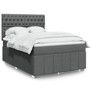 vidaXL Boxspringbett mit Matratze Dunkelgrau 160x200 cm Stoff 3294027