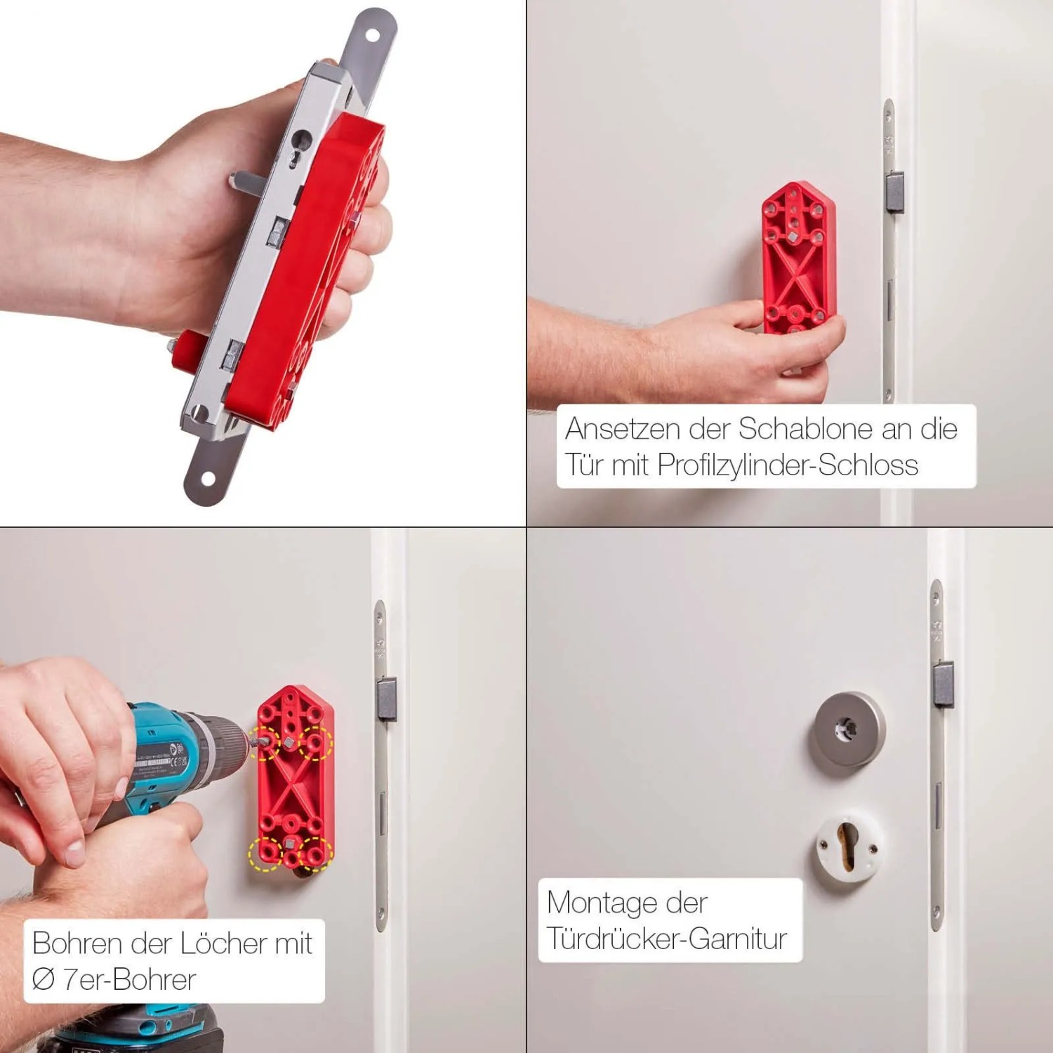 SOTECH Bohrschablone für Türdrücker Rosettengarnitur mit 72 mm 78 mm 92 mm Entfernung_2
