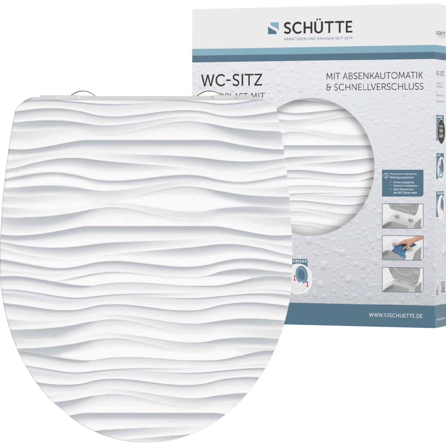 Schütte WC-Sitz White Wave Duroplast mit Absenkautomatik & Schnellverschluss