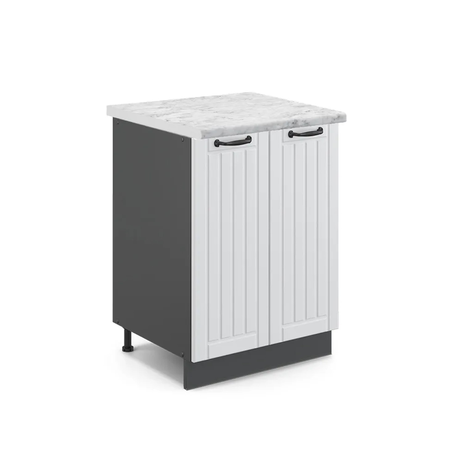 Vicco Küchenunterschrank Fame-Line Weiß Landhaus/Anthrazit 60 cm AP Marmor