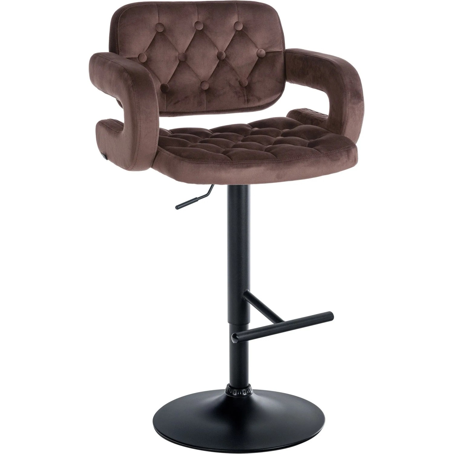 DELUKE Barhocker BURID Samt Braun 62x55x103cm Schwarz Barstuhl Mit Lehne Tresenhocker Tresenstuhl