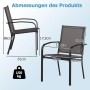 Costway Gartenstühle im 2er Set, stapelbar, grau, mit Maßangaben.