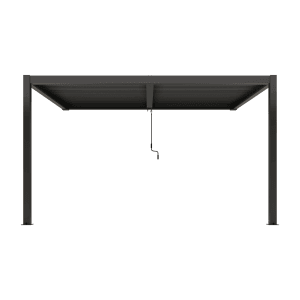 Ximax Pergola Shade zur Wandmontage, 400x300 cm, dunkelgrau, mit Lamellendach und Kurbel.