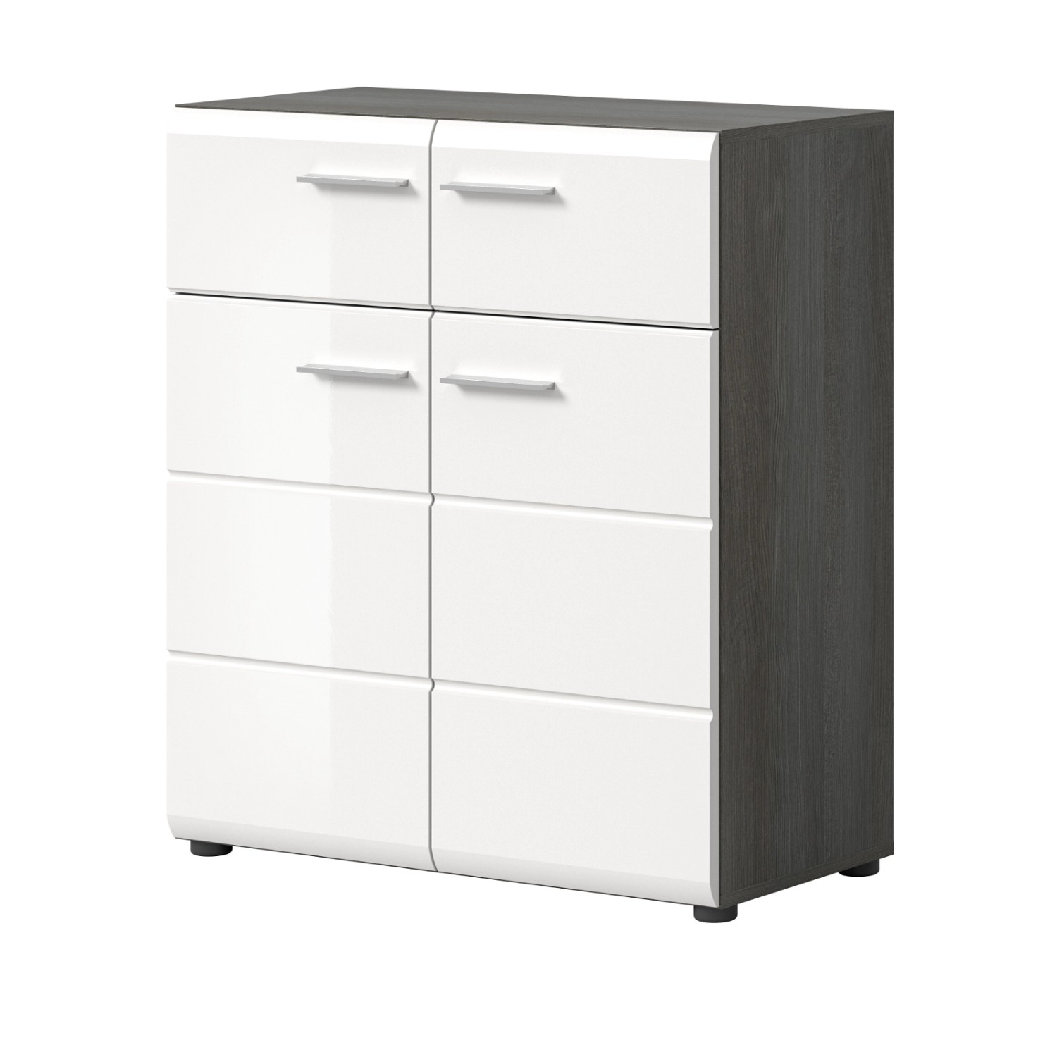 Inn.Furn Schuhschrank Weiß Hochglanz Grau 80 cm Viel Stauraum Rumba günstig online kaufen