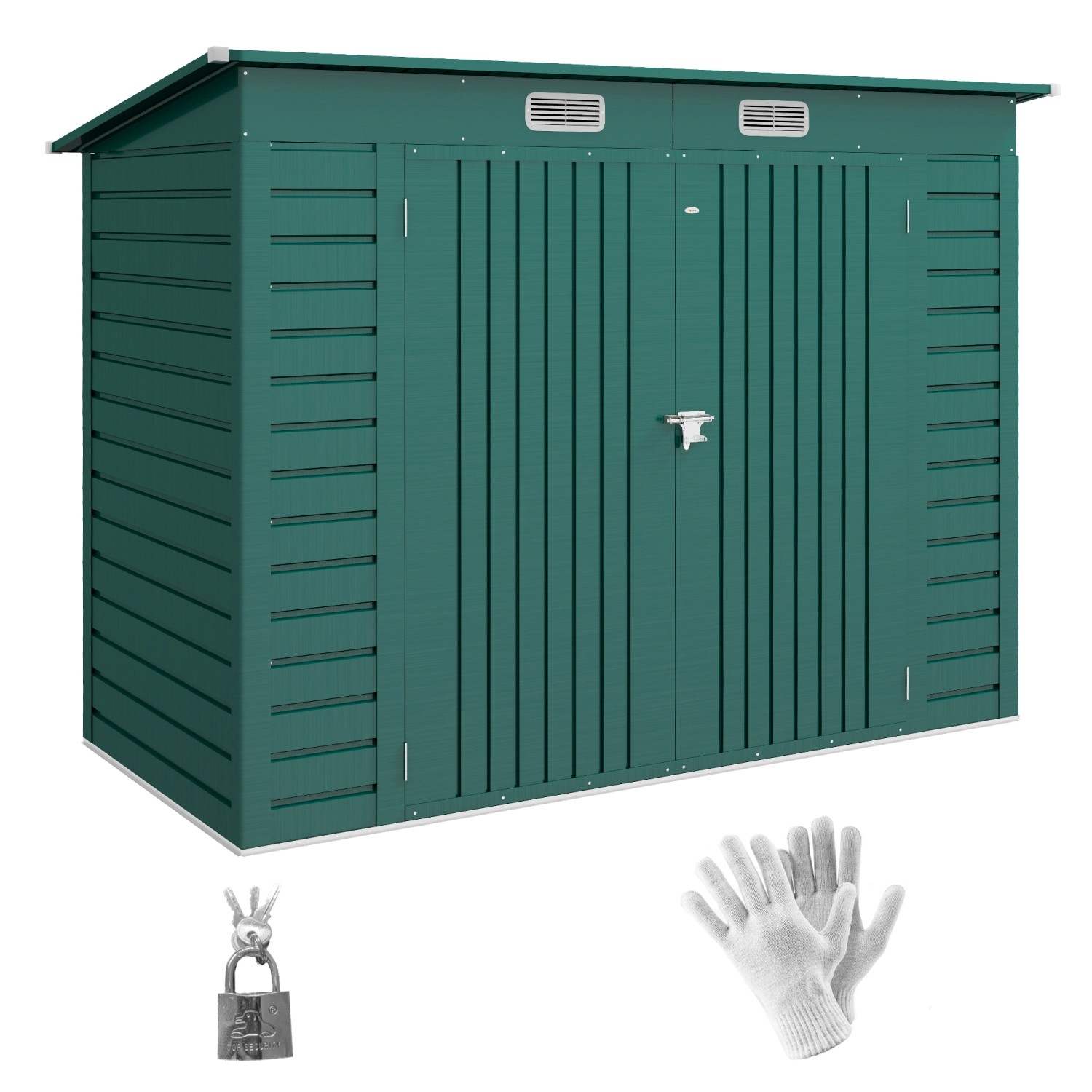 Outsunny Gerätehaus Verzinkter Stahl  249L x 121B x 166/183H cm