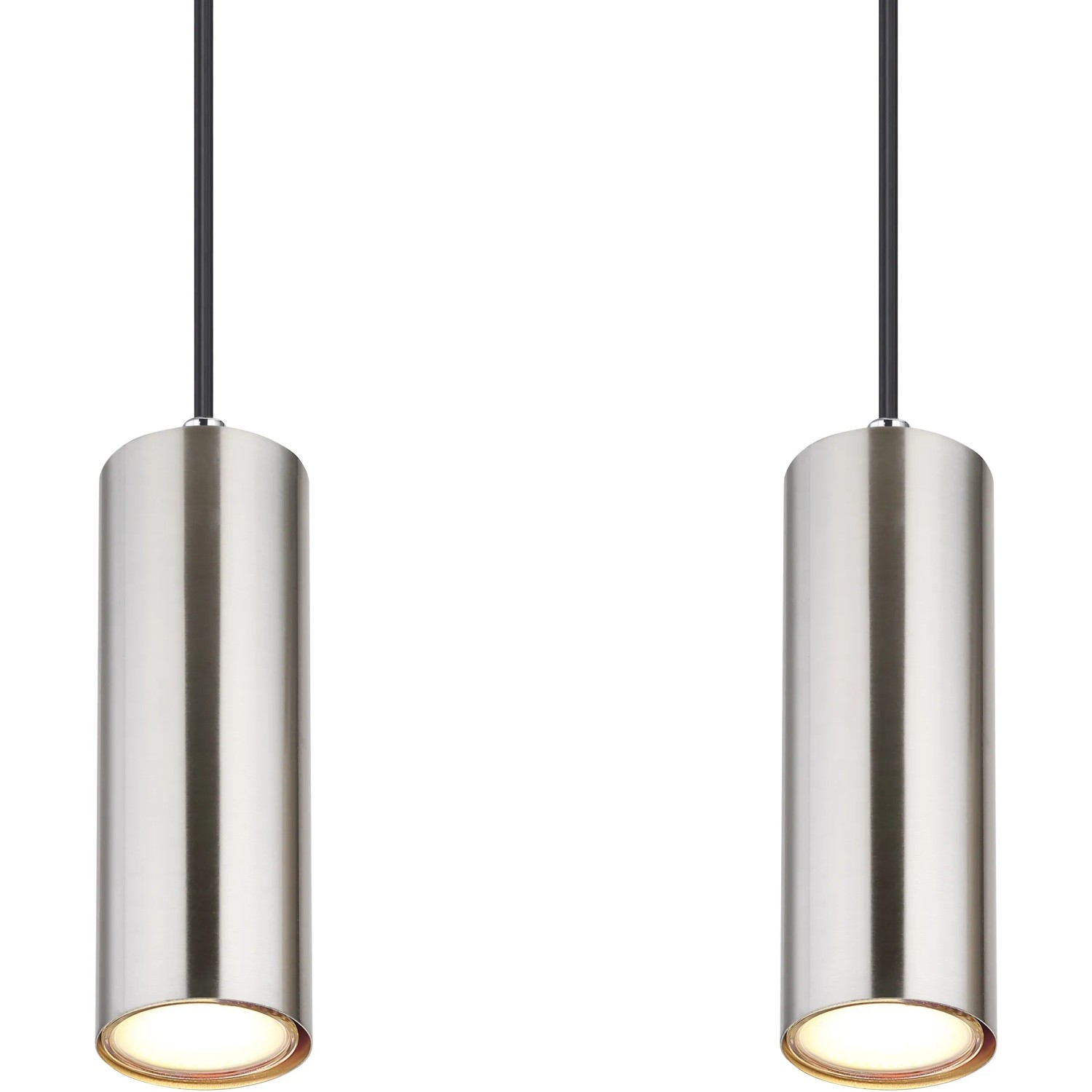 Globo Pendelleuchte Robby, 4-flammig, Nickel matt, zylindrische Lampenschirme.