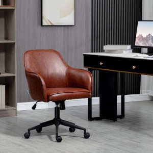 Brauner Vinsetto Bürostuhl aus Kunstleder mit Wippfunktion, höhenverstellbar, auf Rollen. Perfekt für das Home Office.