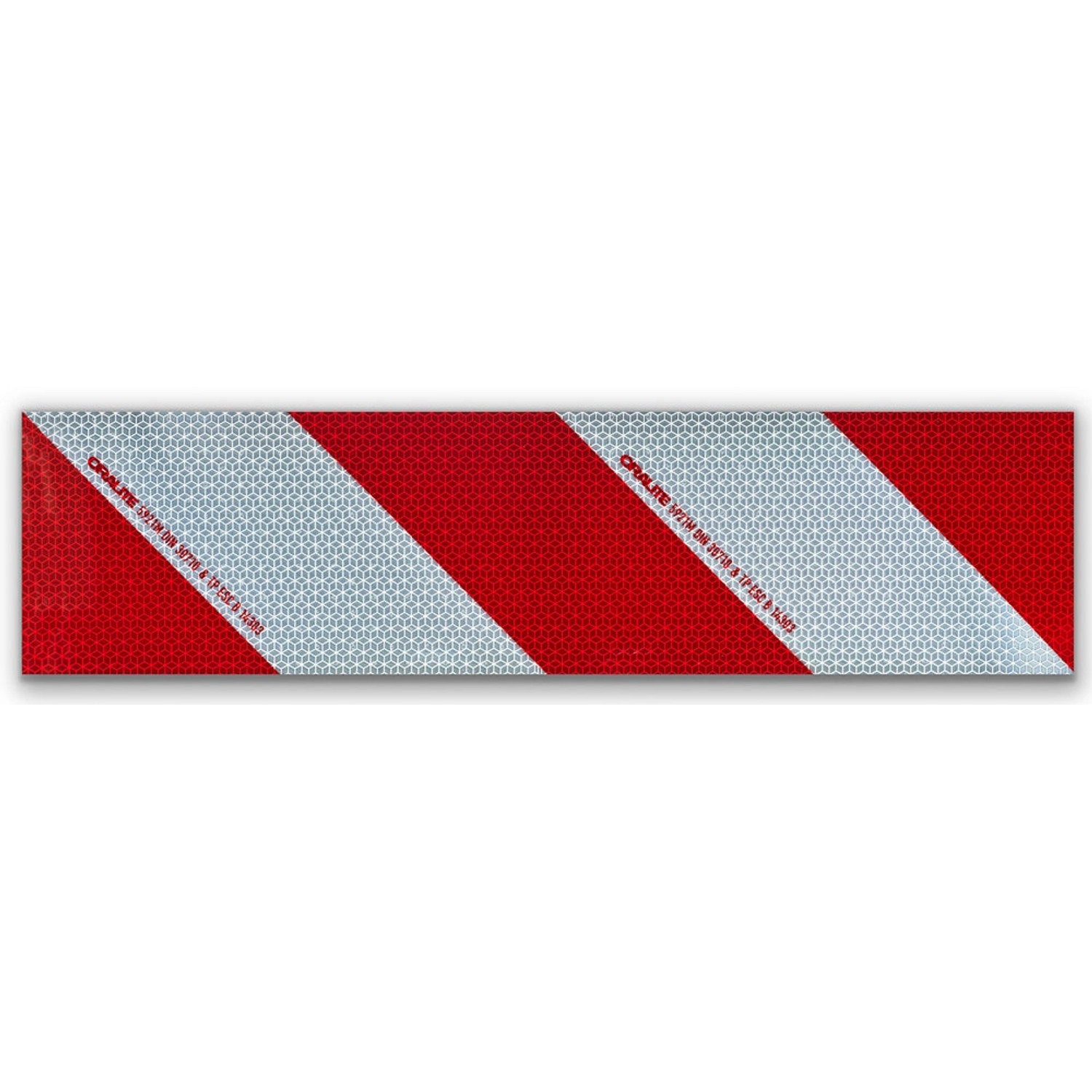 Kfz-Warnmarkierung Klebeset, 9 m links & 9 m rechts, rot/weiß diagonal gestreift.