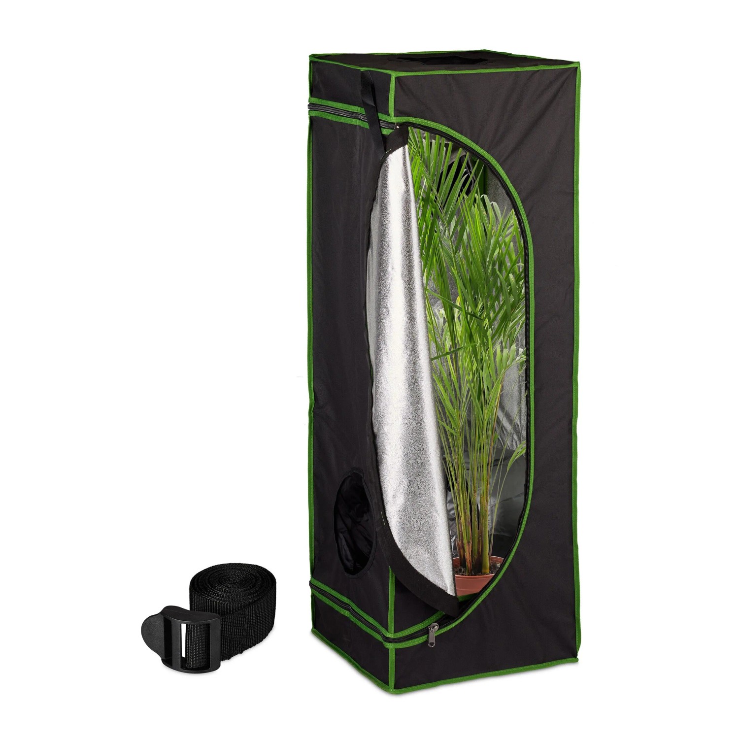 Relaxdays Growzelt Polyester Stahl Schwarz Lichtdicht 40 cm x 40 cm x 120 cm
