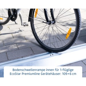 Hörmann Bodenschwellenrampe innen, feuerverzinkt, für Gartenhaus. Fahrrad auf Rampe.