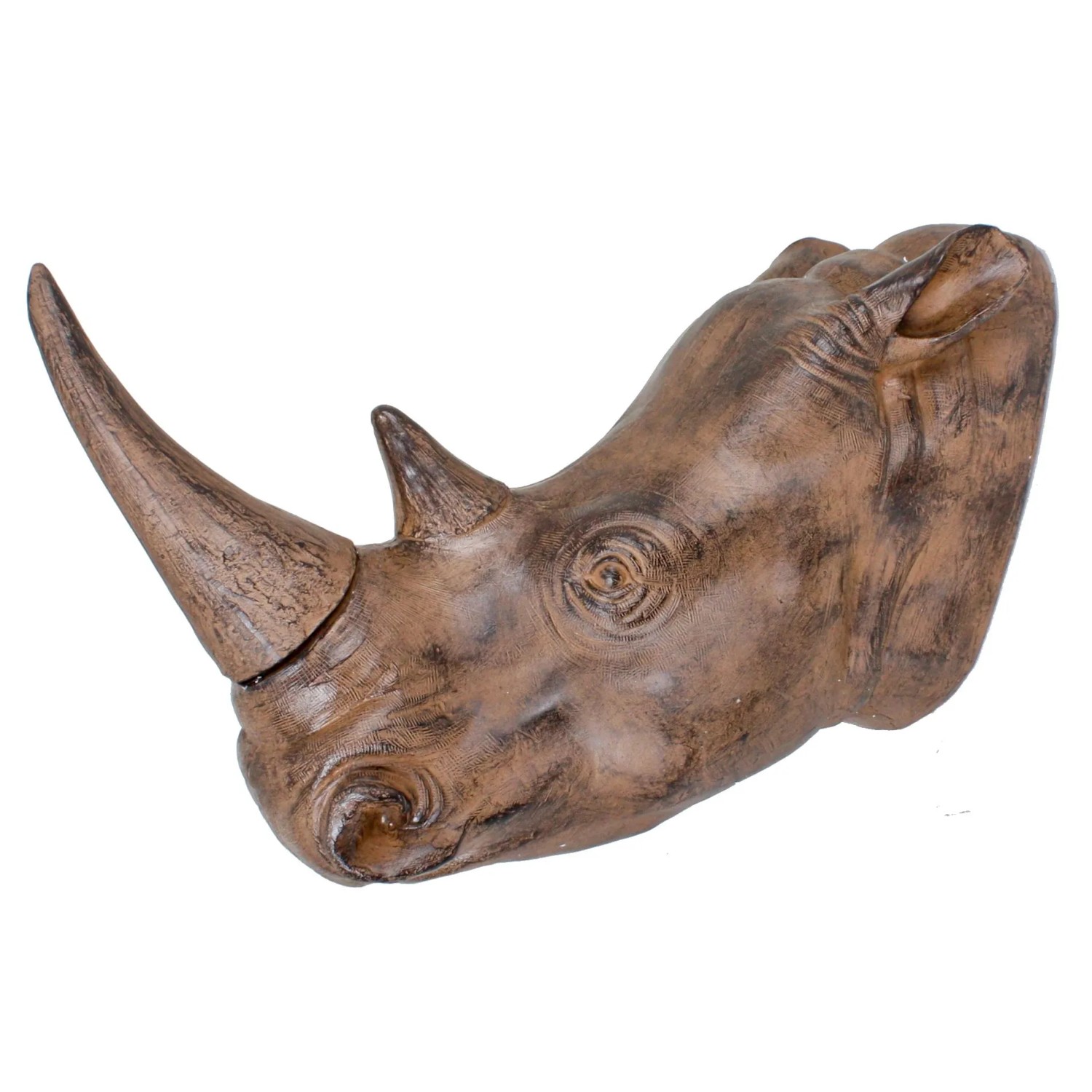 DELUKE Deko-Geweih NASHORN Kunststoff Antik-Braun 28x61x52cm Geweih Tier-Dekoration