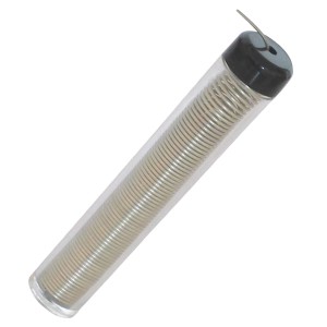 Blanko Lötzinn bleifrei (15g) im transparenten Spender mit schwarzem Deckel.