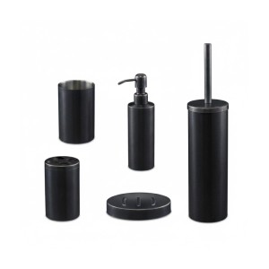 Relaxdays Badezimmer Set Edelstahl Anthrazit Gebürstet 5-teilig Mit Deckel 39 cm x 9,5 cm 580 g
