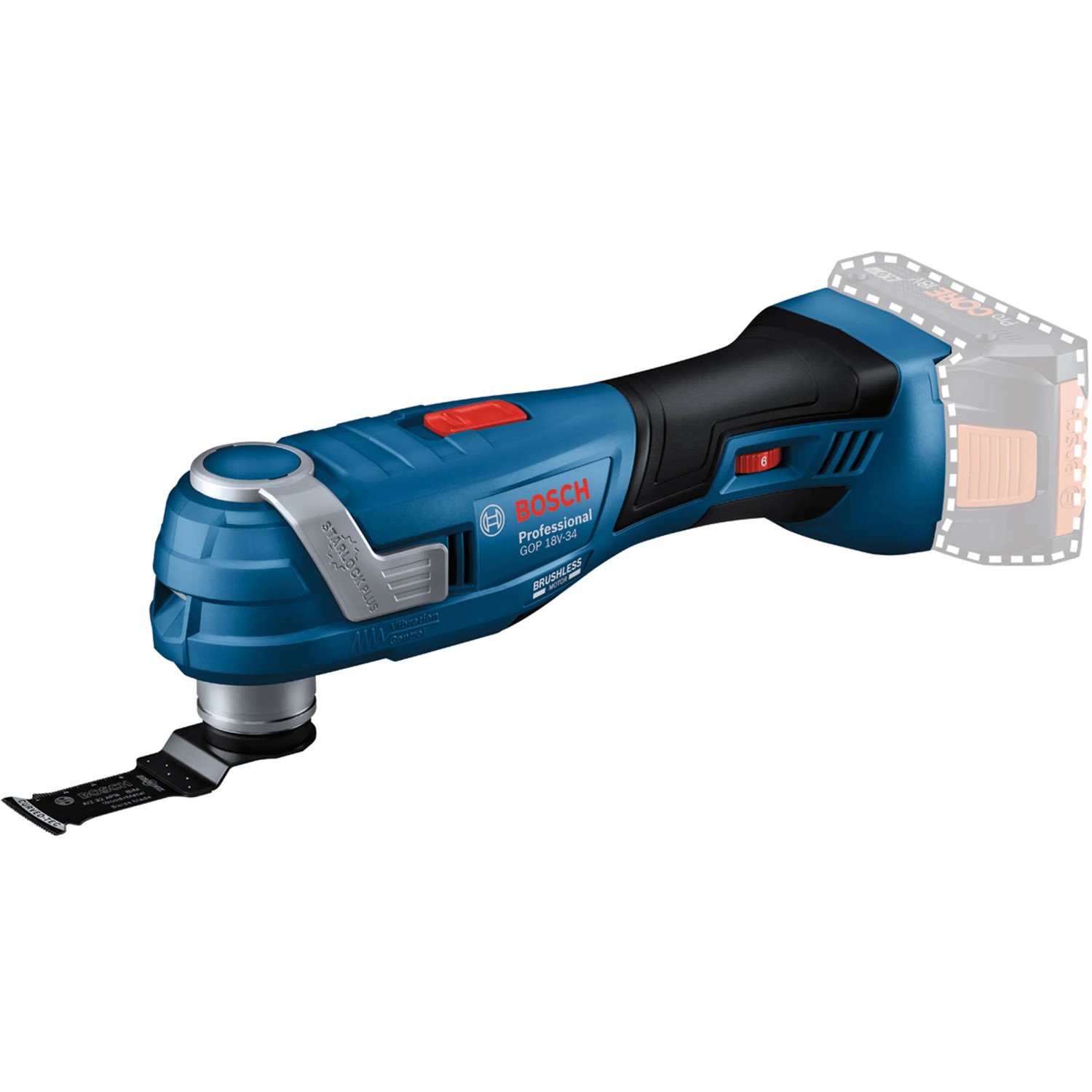 Bosch Professional GOP 18V-34 Multi-Cutter mit Tauchsägeblatt in L-Boxx.