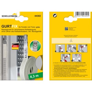 Schellenberg Gurtfix Mini 14 mm Grau: Reparaturset für Rollladengurte ohne Kastenöffnung.