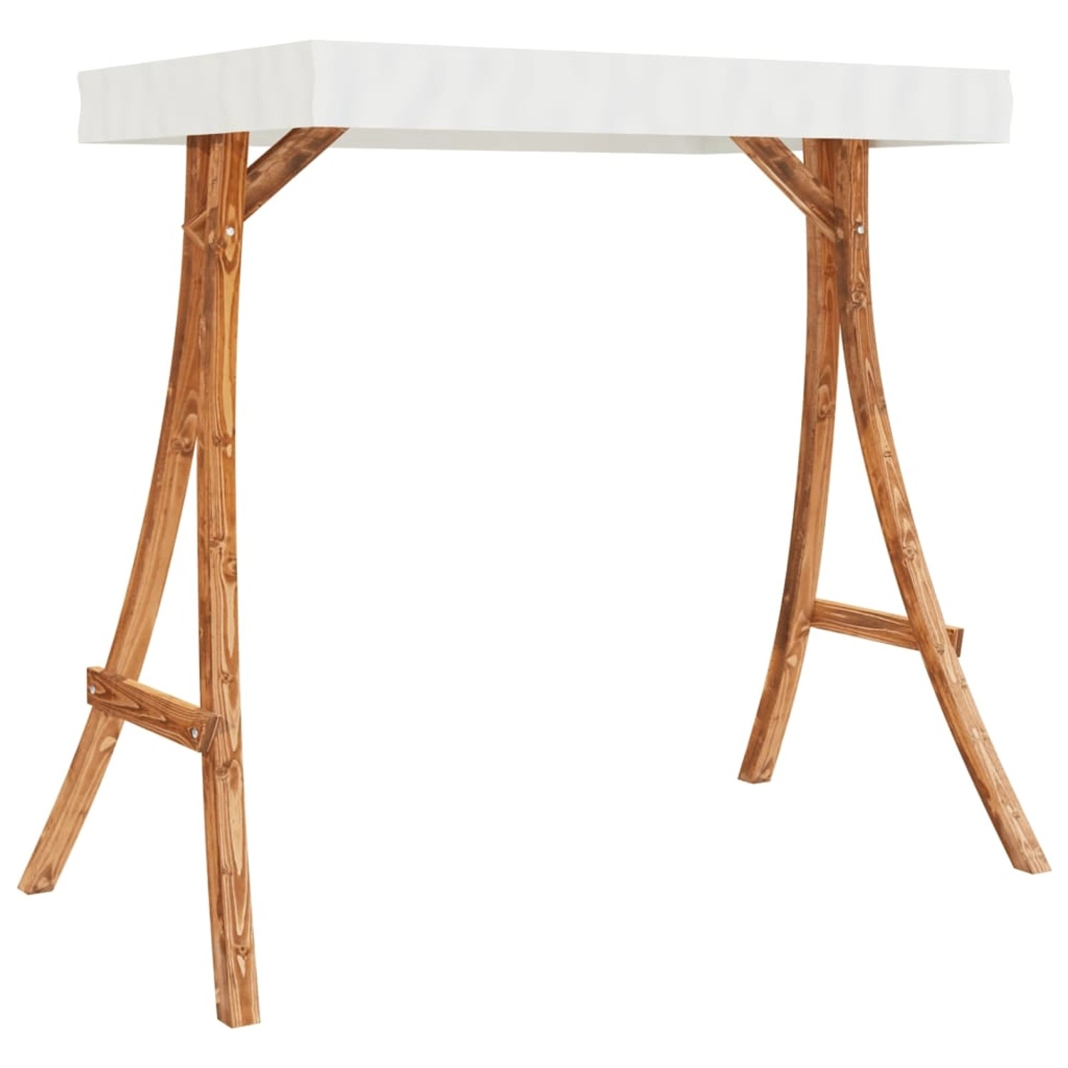 vidaXL Hollywoodschaukel mit Dach, Fichte Massivholz Teak-Finish. Gestell mit creme farbenem Dach.