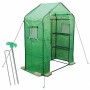 Grünes TTL GARDEN Foliengewächshaus mit Gitternetzfolie, Rolltür, Fenster & Regalen. Ideal als Frühbeet für Pflanzen.
