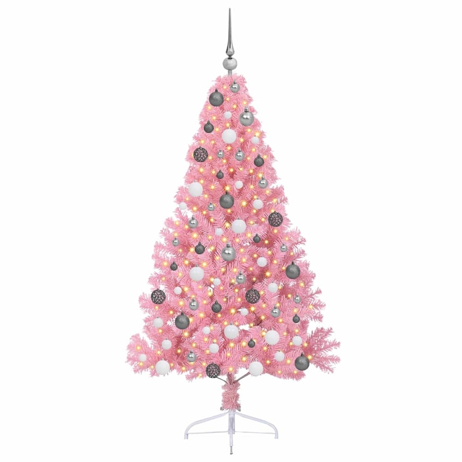 vidaXL Künstlicher Vorbeleuchteter Weihnachtsbaum Rosa 180 cm PVC 3397075
