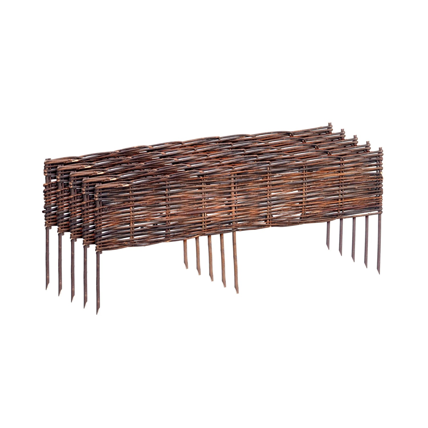 Relaxdays Beeteinfassung Weide Braun 5er Set 20 cm x 100 cm