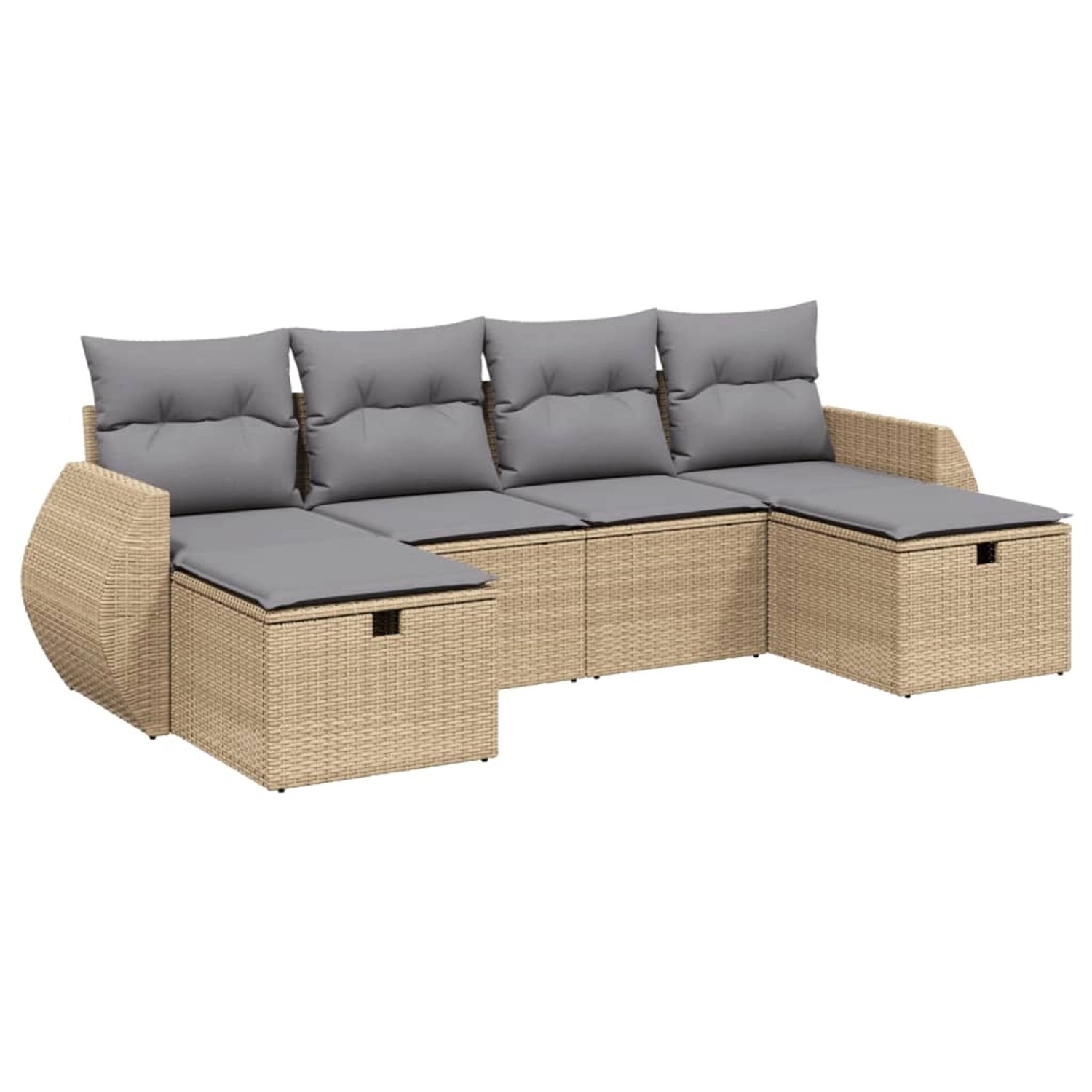 vidaXL 6-tlg Garten-Sofagarnitur mit Kissen Beige Poly Rattan Modell 181 günstig online kaufen